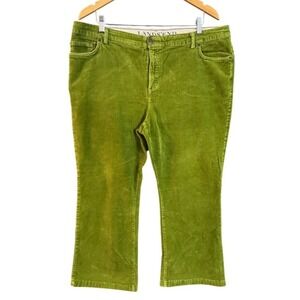Lands End Lime Green Corduroy Pants Womens 18 Straight Leg Stretch Cotton Blend